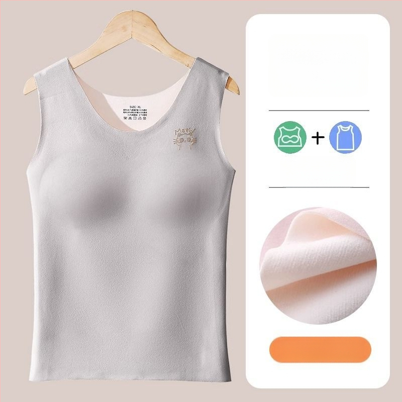 Õmblusteta termiline vest naistele rinnapatjadega, kahekordne kiht akrüülmaterjalist, paks 201–250 g/m²