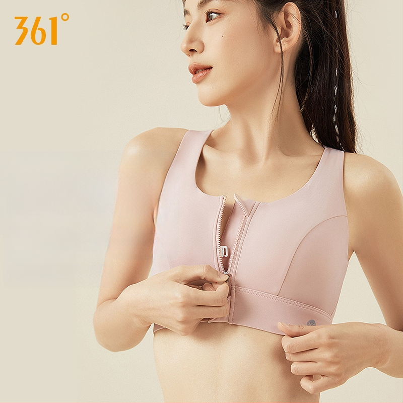 361 Moterų jogos sportinis liemenė su priekinio užtrauktuko, kvėpuojantis nailonas, su įdėklais