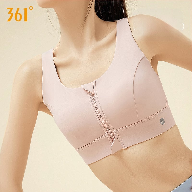 361 Moterų jogos sportinis liemenė su priekinio užtrauktuko, kvėpuojantis nailonas, su įdėklais