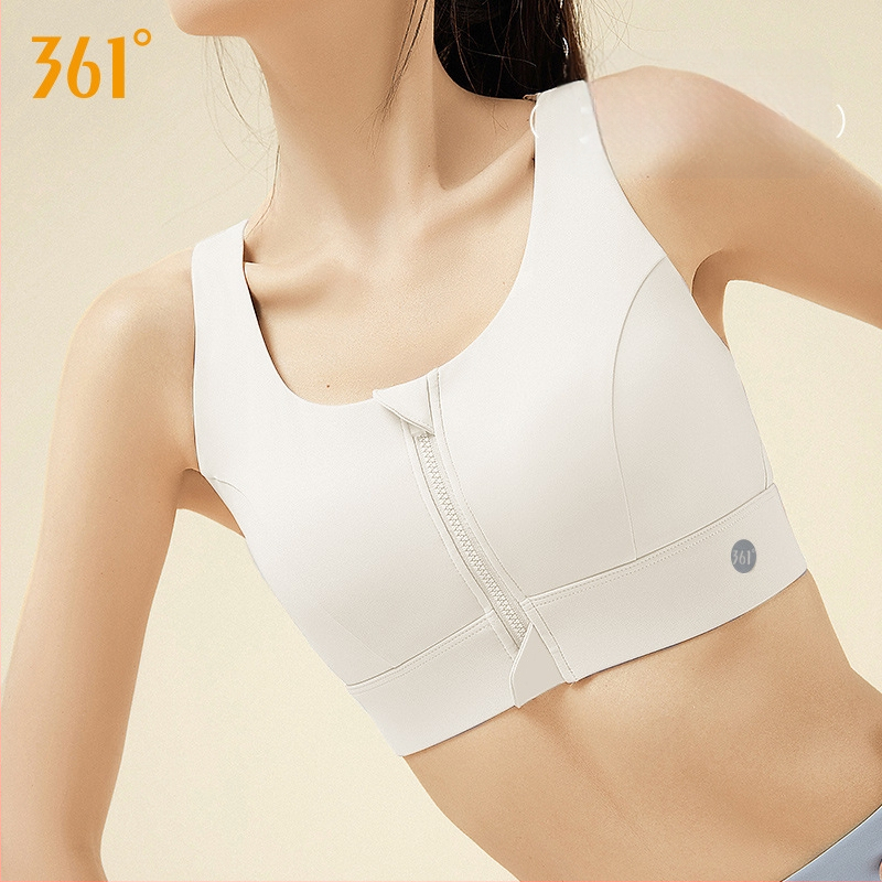 361 Moterų jogos sportinis liemenė su priekinio užtrauktuko, kvėpuojantis nailonas, su įdėklais