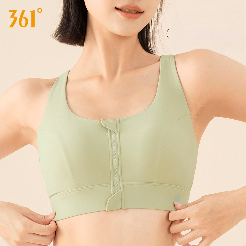 361 Moterų jogos sportinis liemenė su priekinio užtrauktuko, kvėpuojantis nailonas, su įdėklais