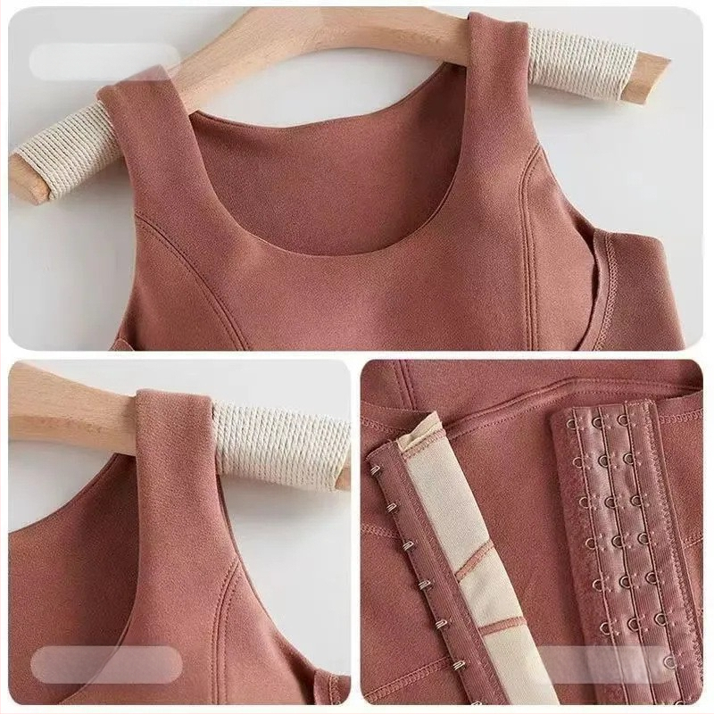 Derong täidetud termiline vest naistele, sisseehitatud rindade padjad, ees nupud, keha kujuv vest