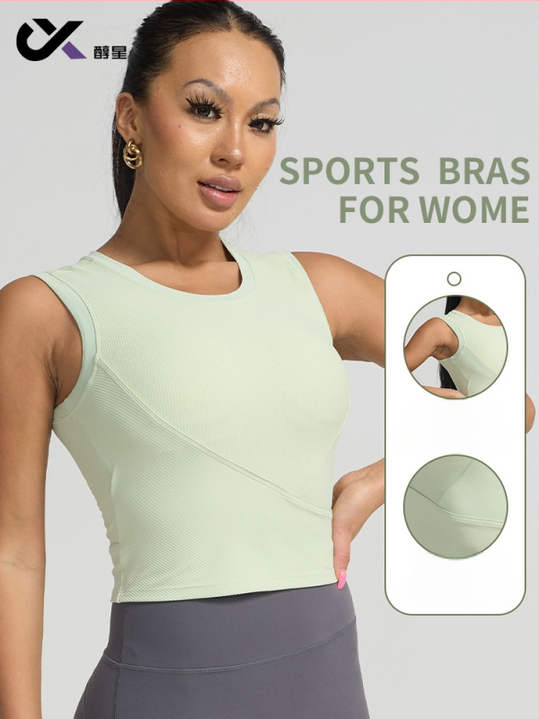 Alcohol star Be rankovių sportinis toppas su įmontuota krūties pagalvėlėmis, greitai džiūstantis, siauras kirpimas, 80% nailonas + 20% spandeks