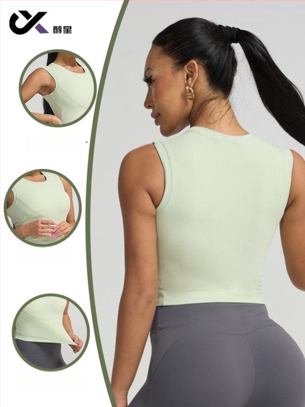 Alcohol star Be rankovių sportinis toppas su įmontuota krūties pagalvėlėmis, greitai džiūstantis, siauras kirpimas, 80% nailonas + 20% spandeks