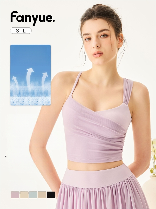 Moterų jogos topas su didele elastiškumu, krūtinės pagalvėlės, tinkliniai paneliai, liemens ilgis, pavasaris 2025