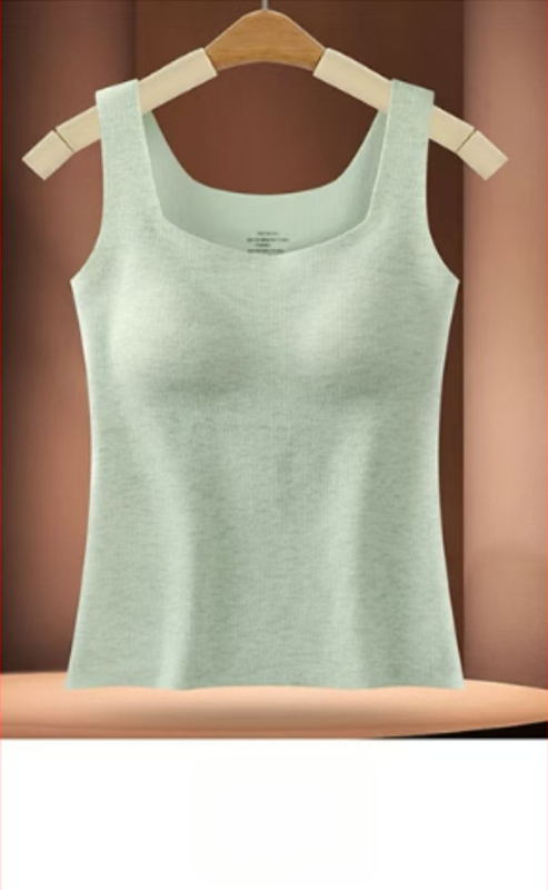 Naiste termiline vest sisseehitatud rinna padjaga, õmblusteta, Lyocell, ruudukujuline kaelus, keha kujundus