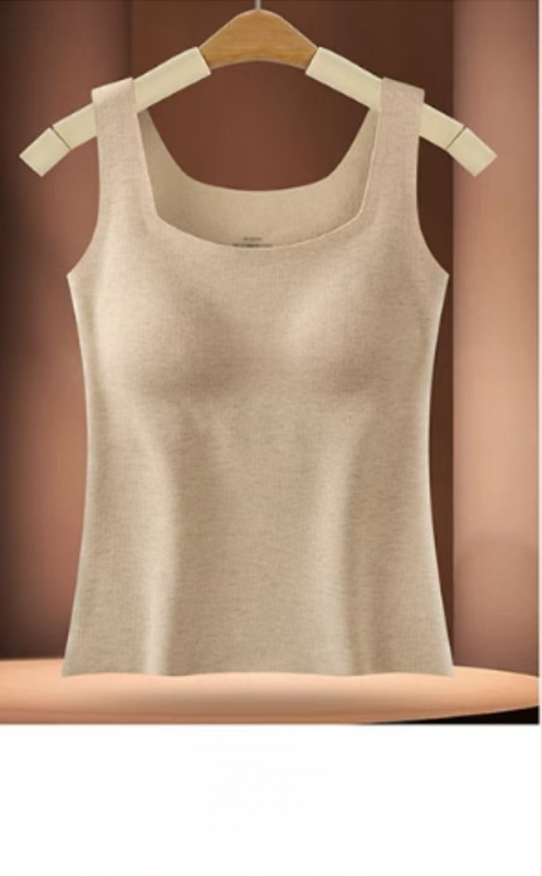 Naiste termiline vest sisseehitatud rinna padjaga, õmblusteta, Lyocell, ruudukujuline kaelus, keha kujundus