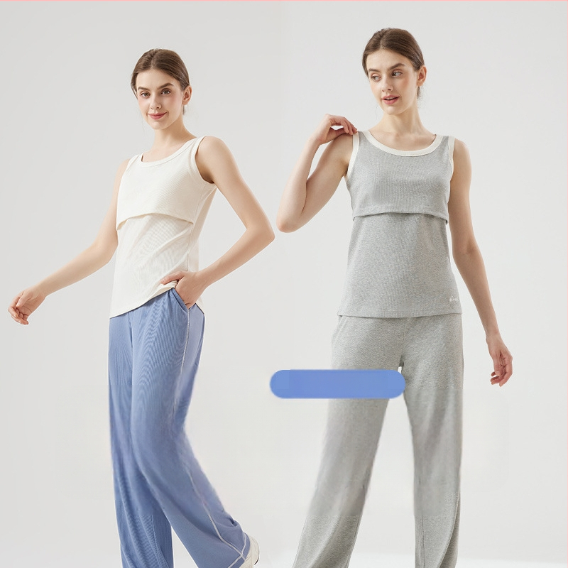 Nėščiųjų maitinančiojo toppas – Sling stilius, apvali kaklo iškirptė, be rankovių, įprasto ilgio, medvilnės-silko-elastano mišinio, prieiga maitinti