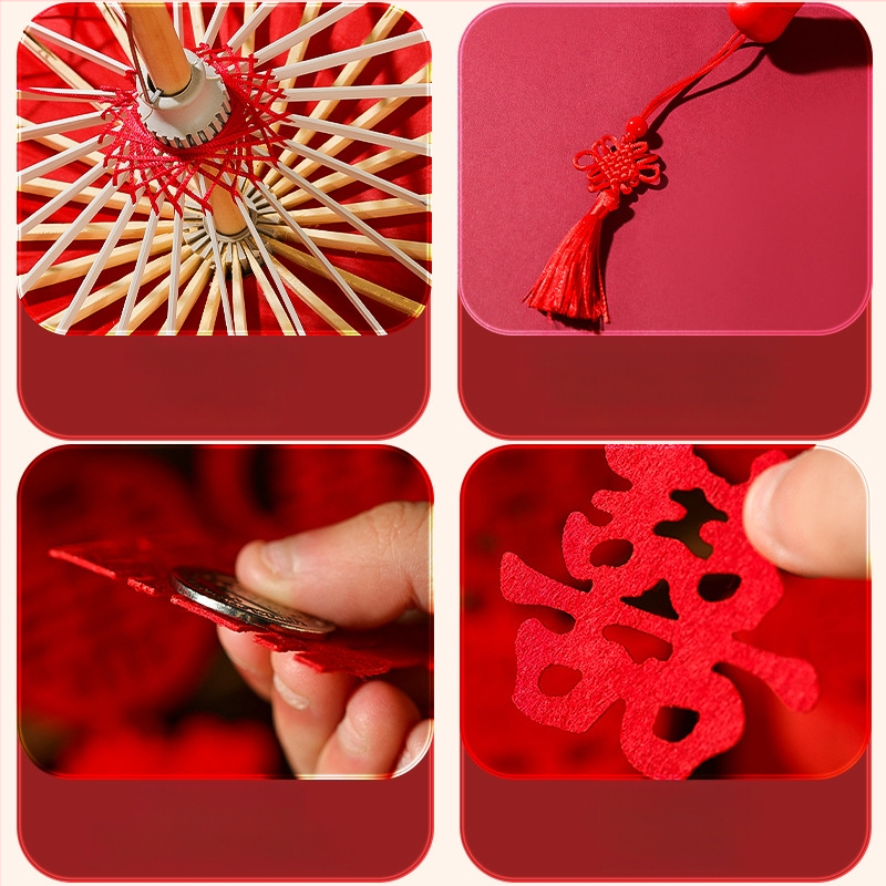 Naujas Kinų stiliaus vestuvinis skėtis, nuotakos fotos rekvizitas, šilko audinys, prekės ženklas Orange Nuoyi Bai, kategorija Laimingų žodžių, neimportuotas