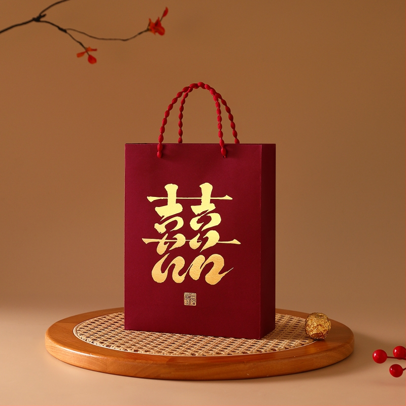 Xiuyoufu kvadratinė popierinė dovanų rankinė vestuvėms – kinų stiliaus, skirta pamergoms