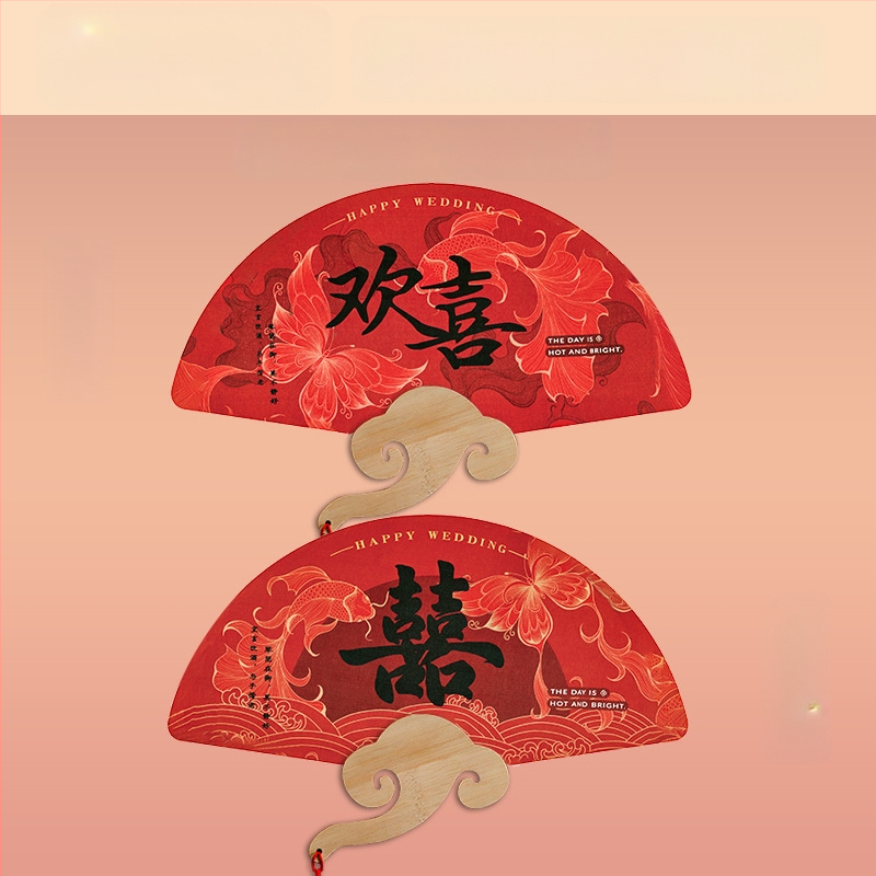 Popierinis rankinis ventiliatorius, bambuko skeletas, spauda, Nine-screen prekinis ženklas, nacionalinės krypties stilius