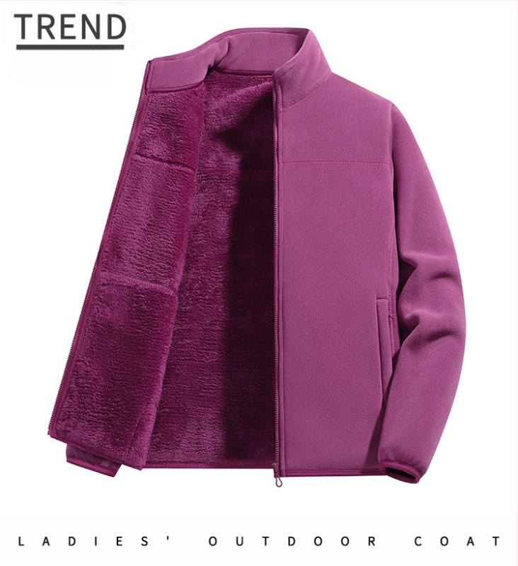 Fliso striukė unisex, su stovinčiu kaklu, išorė iš koralo fliso, vidinė polar fliso apdaila, palaiko šilumą