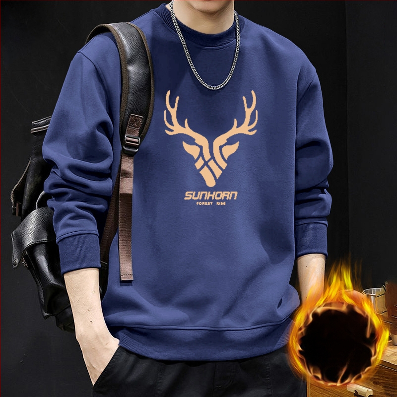 Vyriskas megztinis su apvaliu kaklu, fliso pamušalas, geometrinis raštas, laisvas kirpimas, ilgos rankovės