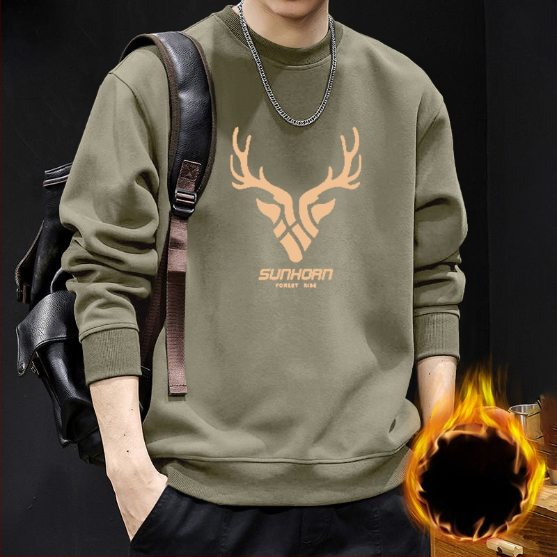 Vyriskas megztinis su apvaliu kaklu, fliso pamušalas, geometrinis raštas, laisvas kirpimas, ilgos rankovės