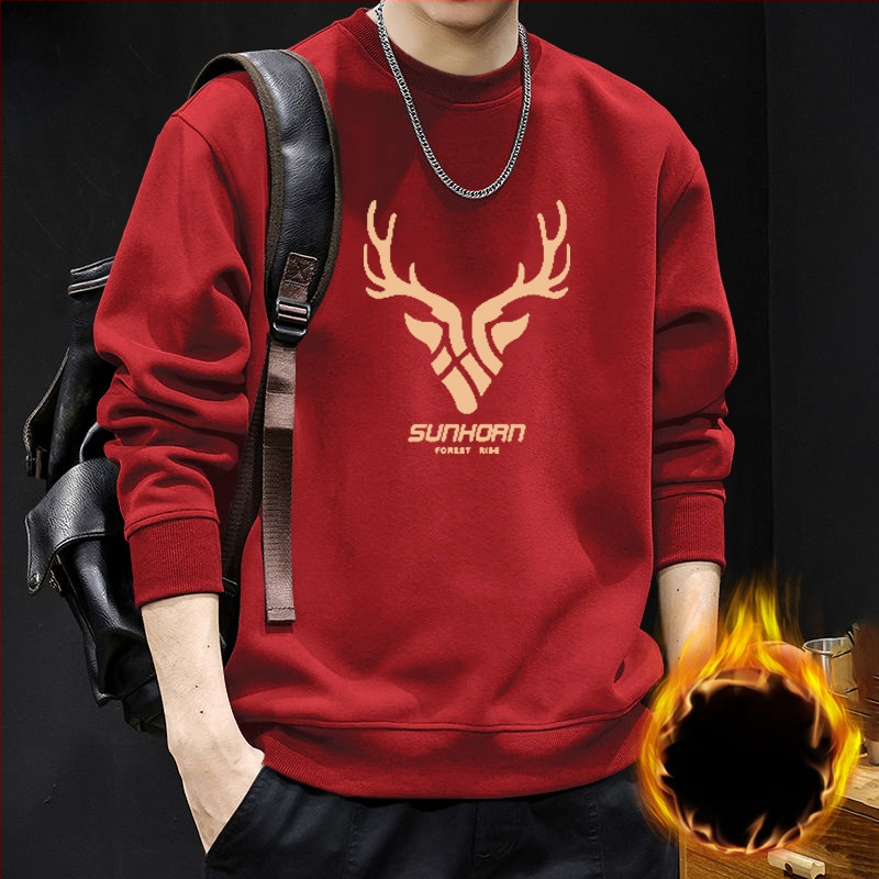 Vyriskas megztinis su apvaliu kaklu, fliso pamušalas, geometrinis raštas, laisvas kirpimas, ilgos rankovės