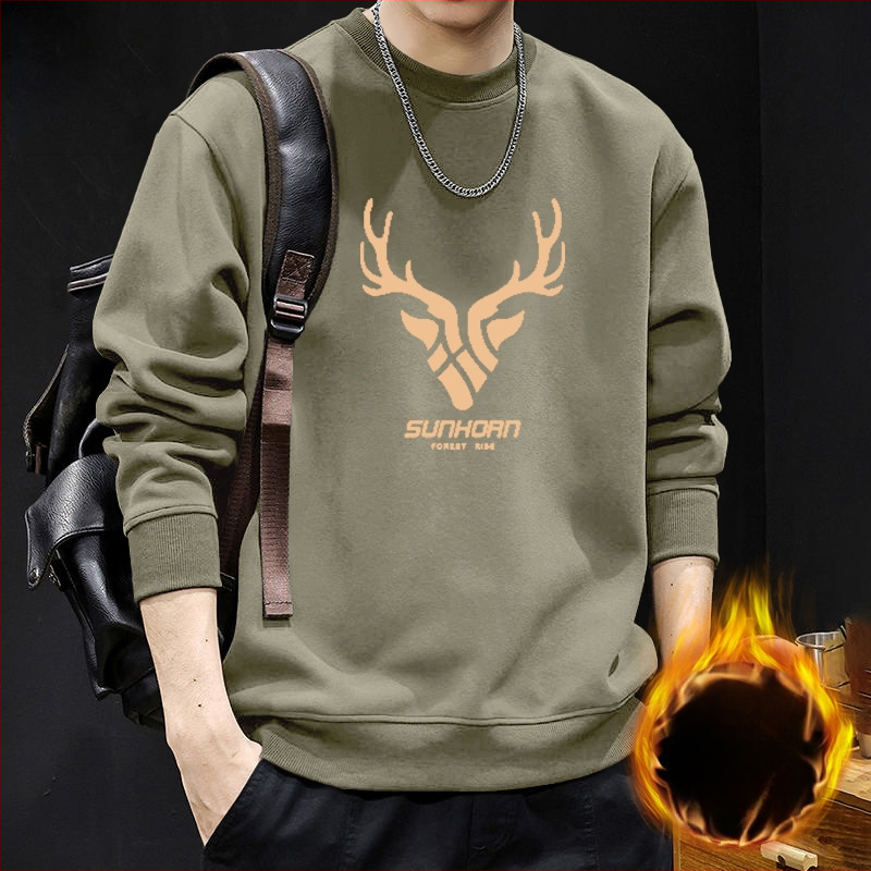 Vyriskas megztinis su apvaliu kaklu, fliso pamušalas, geometrinis raštas, laisvas kirpimas, ilgos rankovės