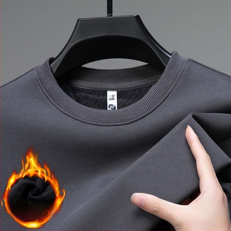 Vyrų medvilnės-poliesterio mišinio megztinis su mulberry šilku, apvalus kaklas, ilgos rankovės, be pamušalo, pavasaris-ruduo, 2024 m. žiema