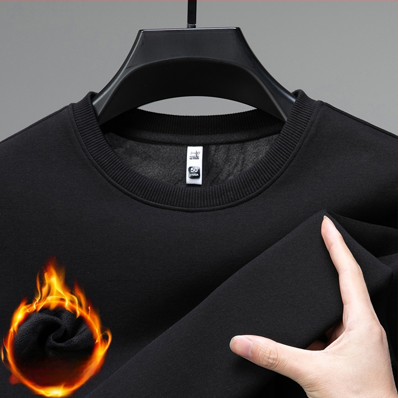 Vyrų medvilnės-poliesterio mišinio megztinis su mulberry šilku, apvalus kaklas, ilgos rankovės, be pamušalo, pavasaris-ruduo, 2024 m. žiema