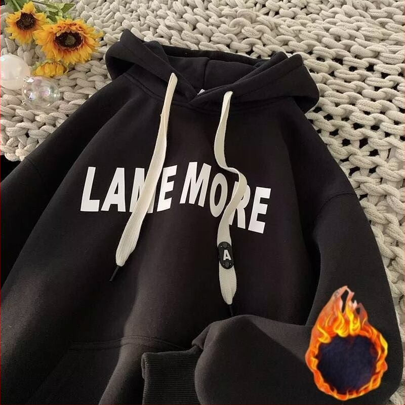 Jaunimo džemperis su gobtuvu, flisinė medžiaga, laisvas kirpimas, raidės spausdinimas, tinka pavasariui ir rudeniui