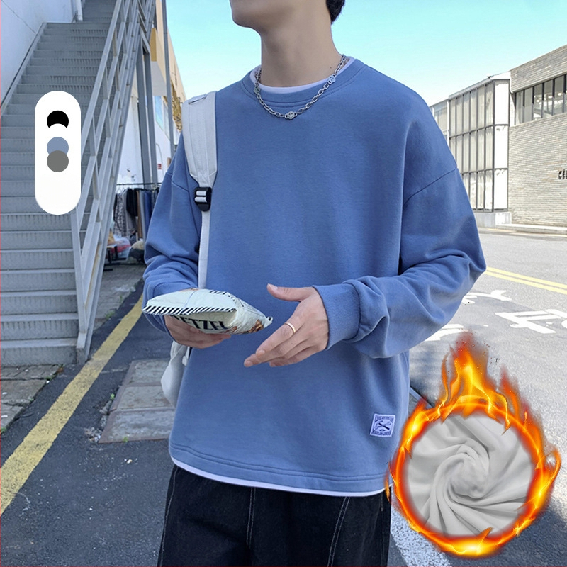 Korėjiečio stiliaus megztinis su apvaliu kaklu, storas 100% poliesteris, laisvas kirpimas