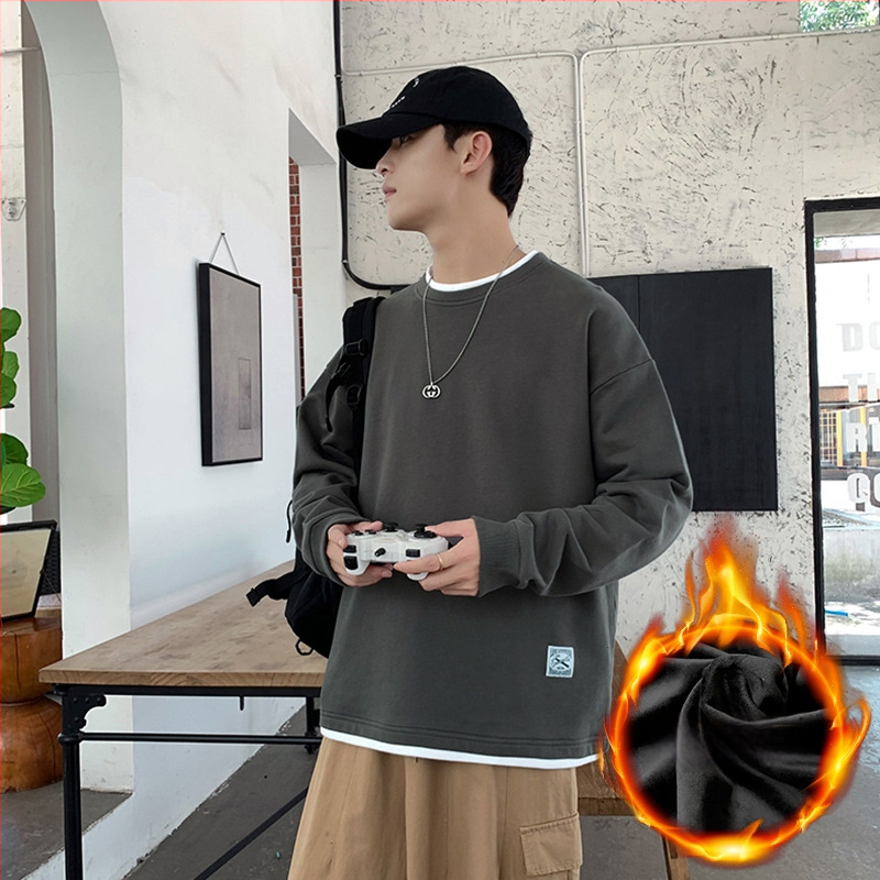 Korėjiečio stiliaus megztinis su apvaliu kaklu, storas 100% poliesteris, laisvas kirpimas