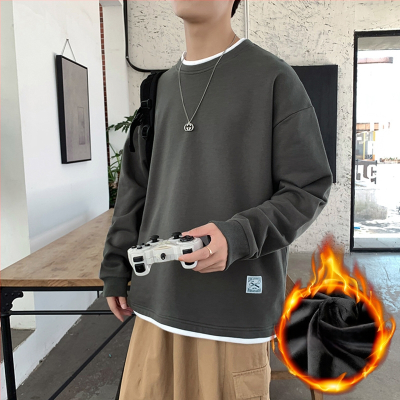 Korėjiečio stiliaus megztinis su apvaliu kaklu, storas 100% poliesteris, laisvas kirpimas