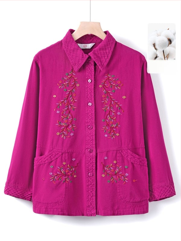 Pavasario plonas švarkas vidutinio amžiaus ir vyresnėms moterims, ilgomis rankovėmis topas mamoms, močiutės įvaizdis (Medžiaga: Medvilnė; Pagrindinė medžiaga: Medvilnė; Pagrindinės medžiagos sudėtis: 30% ir mažiau; Stilius: Kinijos stilius)