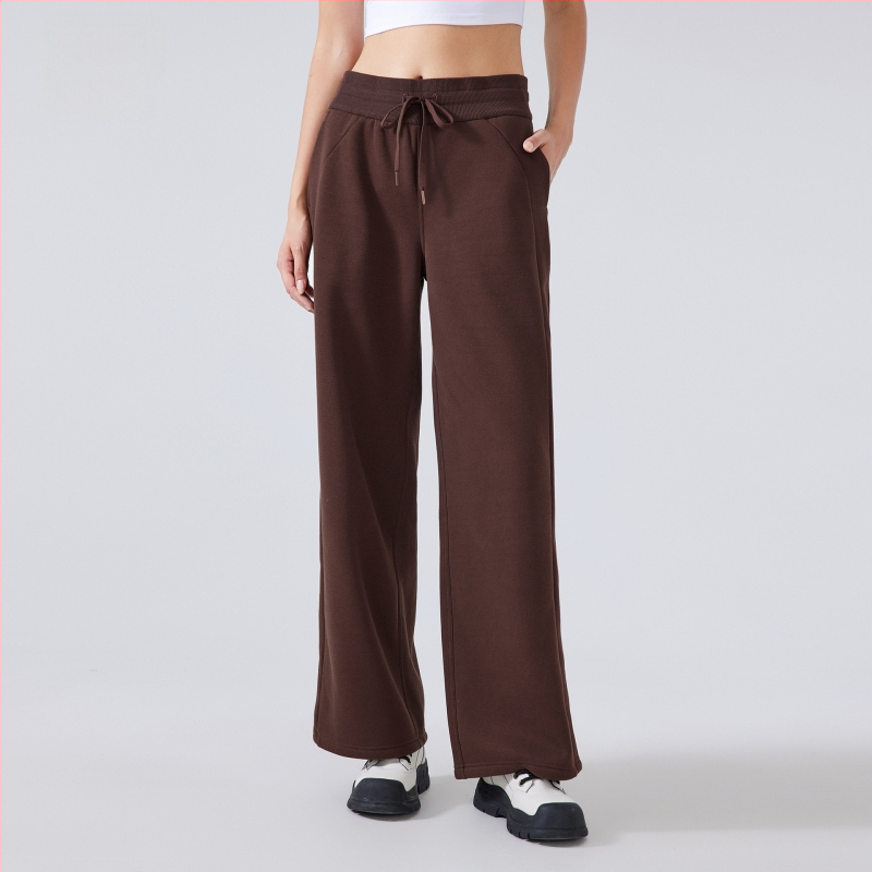 Moterų žieminės sportinės kelnės su aukštu liemeniu, laisvas kirpimas, medvilnės mišinio audinys (28% medvilnė), be pamušalo, išlaiko šilumą, tinka bėgimui ir treniruotėms