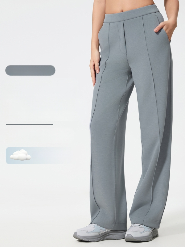 Moteriški sportiniai kelniai su vidutine talia, laisvas kirpimo, orui pralaidus medvilnės–poliesterio mišinys (Vidutinė talia, Laisvas kirpimas, Orui pralaidus, Bėgimui ir treniruotėms)