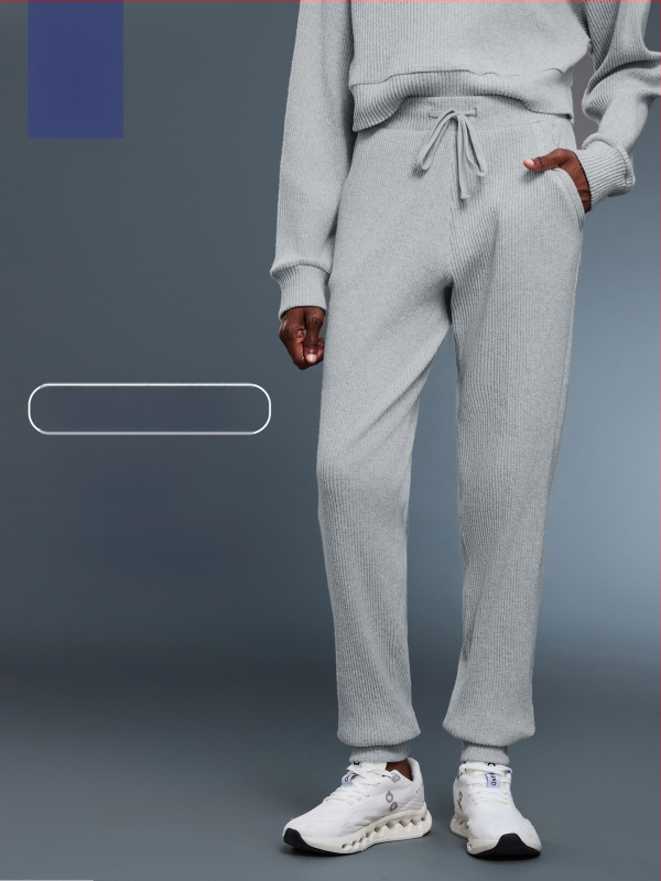 Moterų džogeriai su aukštu juosmeniu ir raišteliu, laisvo kirpimo, kvėpuojantis medvilnės-poliesterio mišinys, tinka bėgiojimui ir treniruotėms