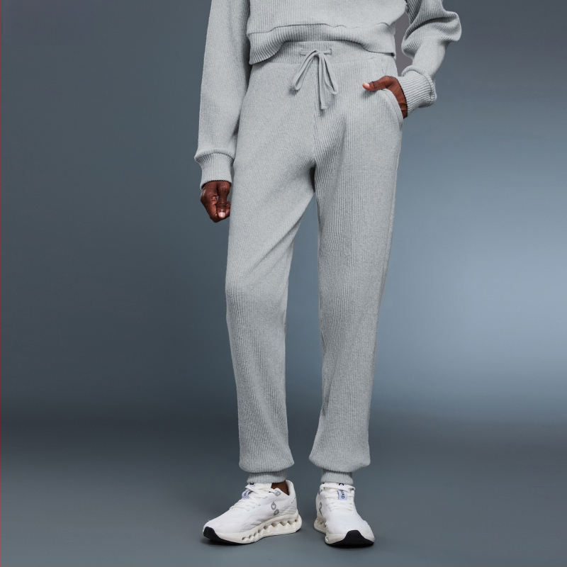 Moterų džogeriai su aukštu juosmeniu ir raišteliu, laisvo kirpimo, kvėpuojantis medvilnės-poliesterio mišinys, tinka bėgiojimui ir treniruotėms