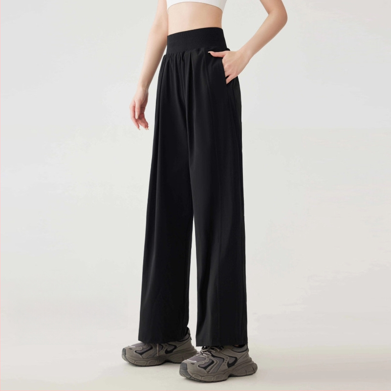 Moterų sportinės kelnės, laisvo kirpimo, vidutinio aukščio juosmuo, Nailono-Spandex audinys (88% Nailonas, 12% Spandeksas), kvėpuojančios