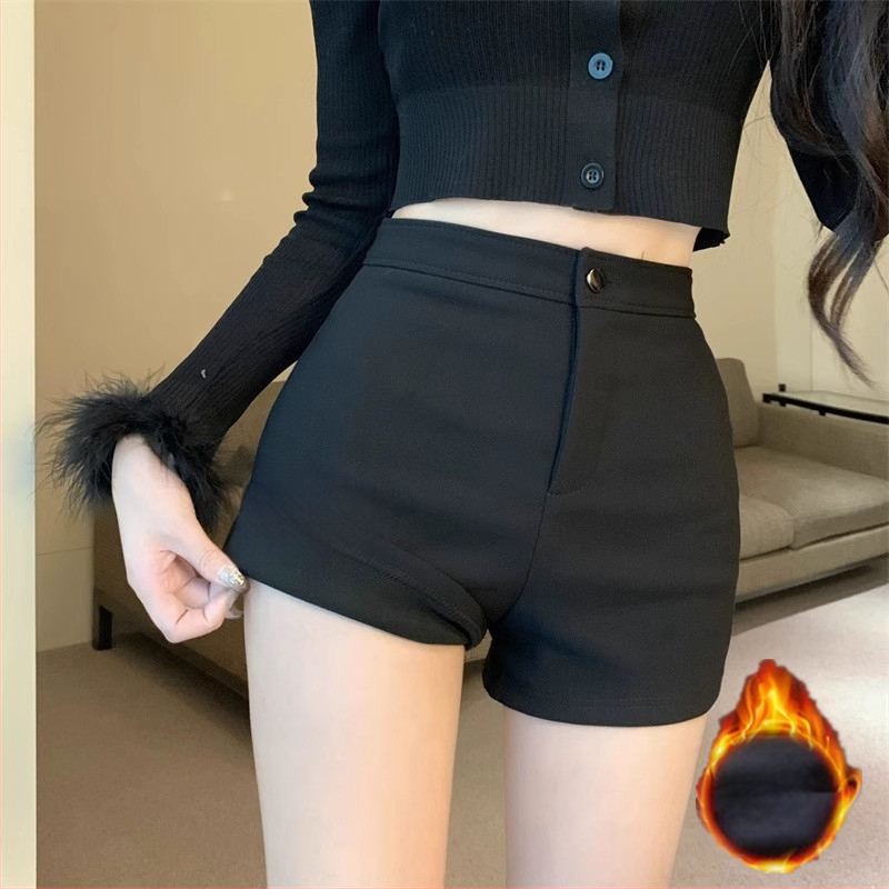 Moteriškos šiltos kelnaitės su aukštu juosmeniu, fleece viduje, elastinės, A linijos siluetas, 3/4 ilgio, poliesteris 80–90%