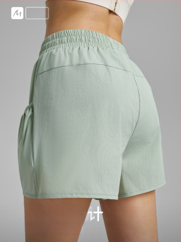 Naiste jooga lühikesed püksid, kiire kuivatamine, vaba lõige, kolmandik pikkus, kootud kangas, 88% nailon, 12% spandex, Kevad 2025