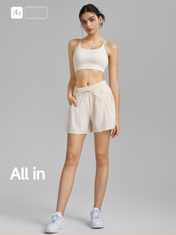 Naiste jooga lühikesed püksid, kiire kuivatamine, vaba lõige, kolmandik pikkus, kootud kangas, 88% nailon, 12% spandex, Kevad 2025