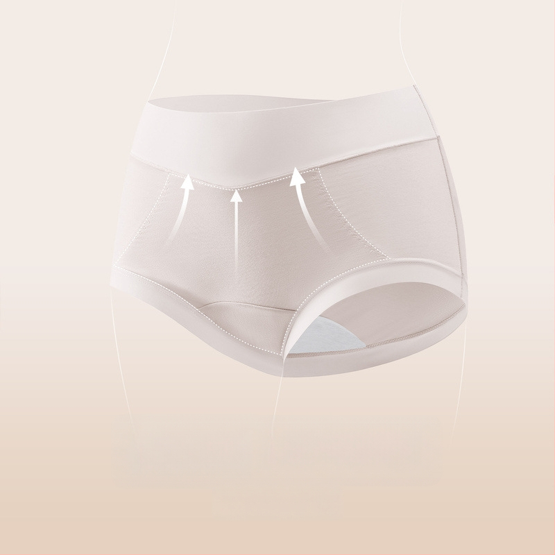 Naiste kõrge vöökohaga puuvillane aluspesu antibakteriaalne ja hingav kudumaterjal