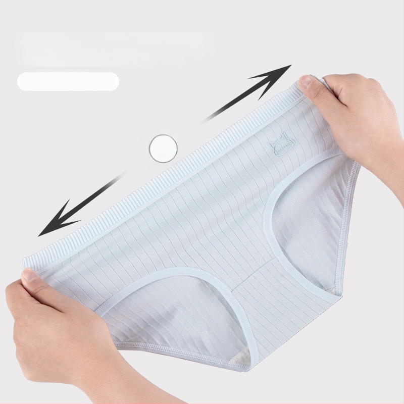 Moteriškos medvilninės kelnaitės su viduriniu juosmeniu, kvėpuojančios ir antibakterinės, intarpas 100% medvilnė