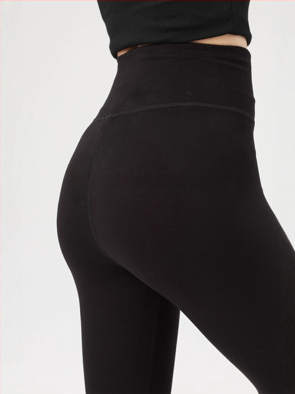 Fliso pamušalu aukštos juosmens leginsai žiemai, jogai ir treniruotėms