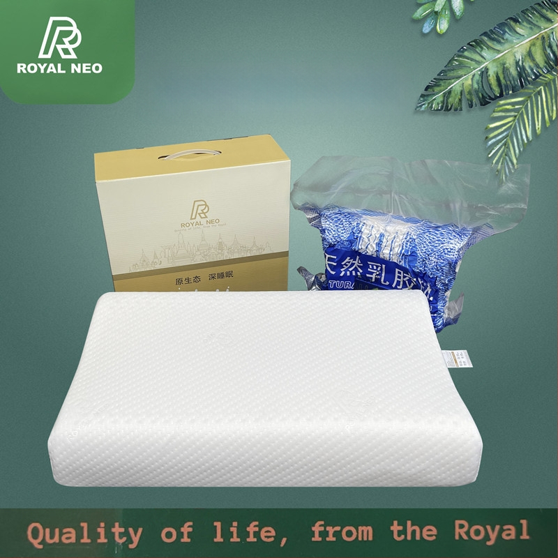 ROYAL NEO lateksinė kaklo pagalvė, stačiakampio formos, natūralus lateksas >90%, megztas audinys, svoris 1,0–1,5 kg, aukštis 10–15 cm, skirta suaugusiems