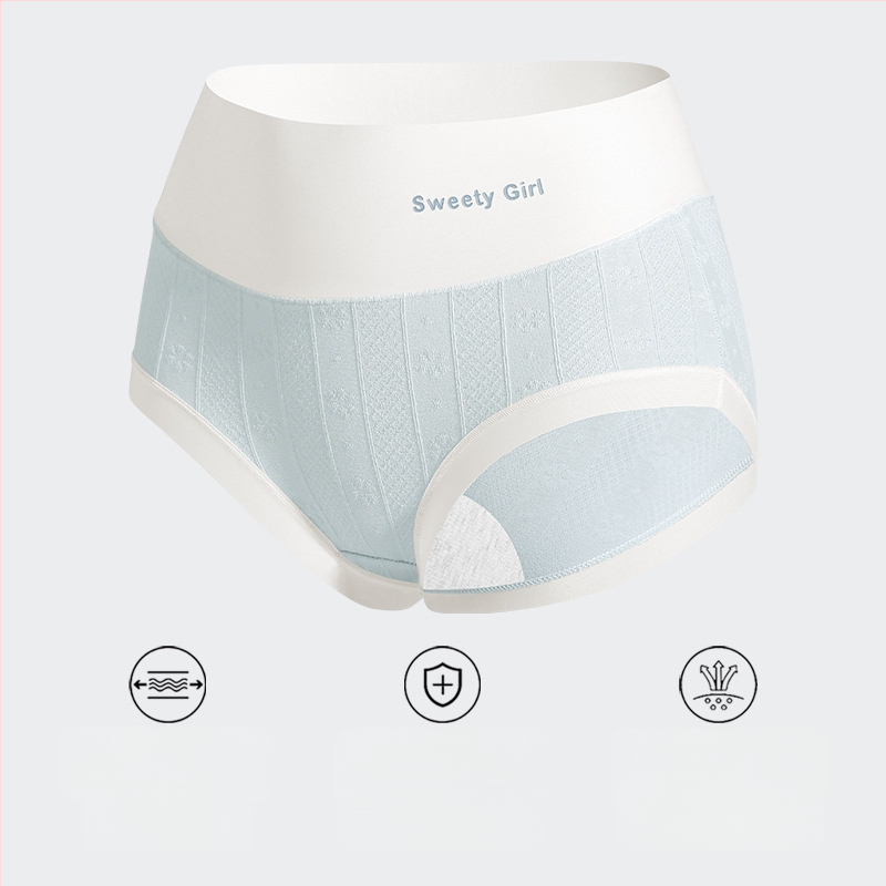 Moteriški aukštos juosmens jacquard medvilniniai kelnaitės, be matomų linijų po drabužiais, pilvo kontrole, kvėpuojančios, antibakterinės, intymi dalis 100% medvilnė
