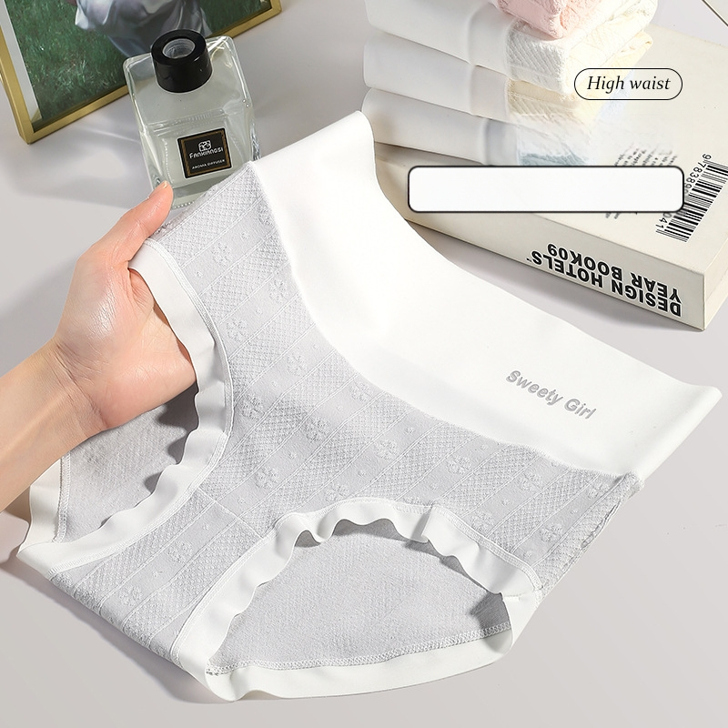 Moteriški aukštos juosmens jacquard medvilniniai kelnaitės, be matomų linijų po drabužiais, pilvo kontrole, kvėpuojančios, antibakterinės, intymi dalis 100% medvilnė