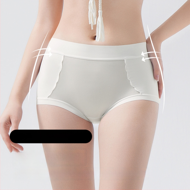 Moteriškos aukšto juosmens nailoninės kelnaitės su mulberry šilko intymiąja įdėja; kvėpuojančios, antibakterinės