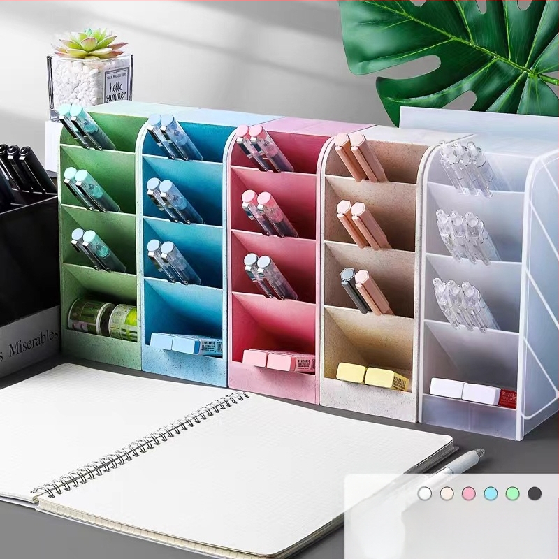 Tengxian BT-310 Plastikust ruudukujuline laua kirjutusvahendi hoidik nelja sektsiooniga kalddisainiga