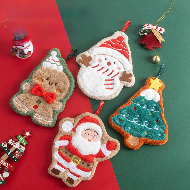 Kalėdinis kabinamas rankšluostis iš Coral Fleece, siuvinėtas 150D, 30-50 g