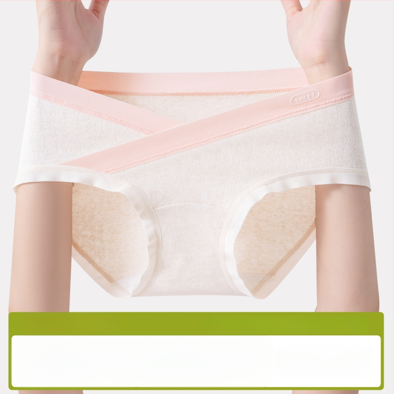 Nėščiosios apatiniai iš medvilnės, žemas juosmuo V formos kirpime, kvėpuojanti medvilnė, Jacquard mezginys