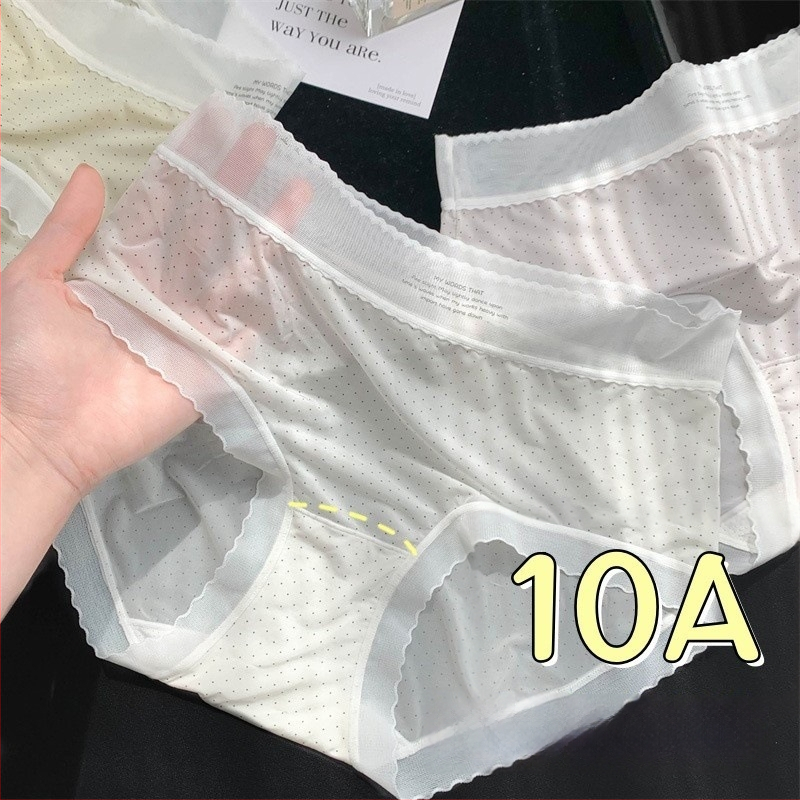 Moteriški apatiniai iš ledinio šilko su medvilnine įdaila, vidutinio juosmens, kvėpuojantys ir greitai džiūstantys