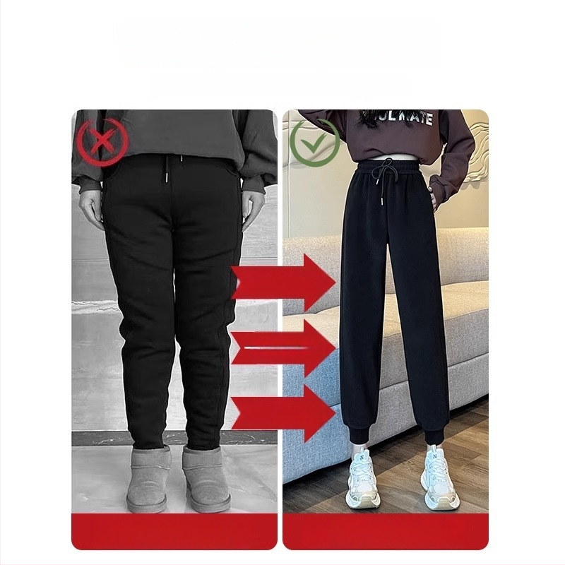 Moteriškos sportinės kelnės iš chenille audinio, aukštas liemuo, tiesus kirpimas, stora medžiaga, ruduo 2024.