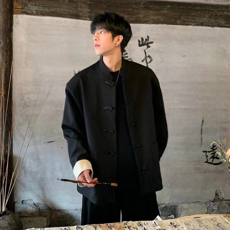 Meeste Tang-stiilis jakker, stand-up krae ja disk-kinnitusega, polüestri segust kangas, taskud, nelja aastaaja kandmiseks