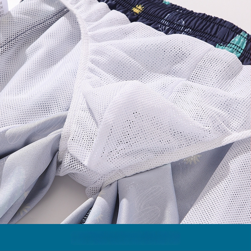 Vyrų pliažo šortai su greitai džiūstančia skaitmenine spauda, 95% poliesteris, cheminių pluoštų mišinys, dryžiai/kare/kamufliažas, vasariniai pliažo drabužiai