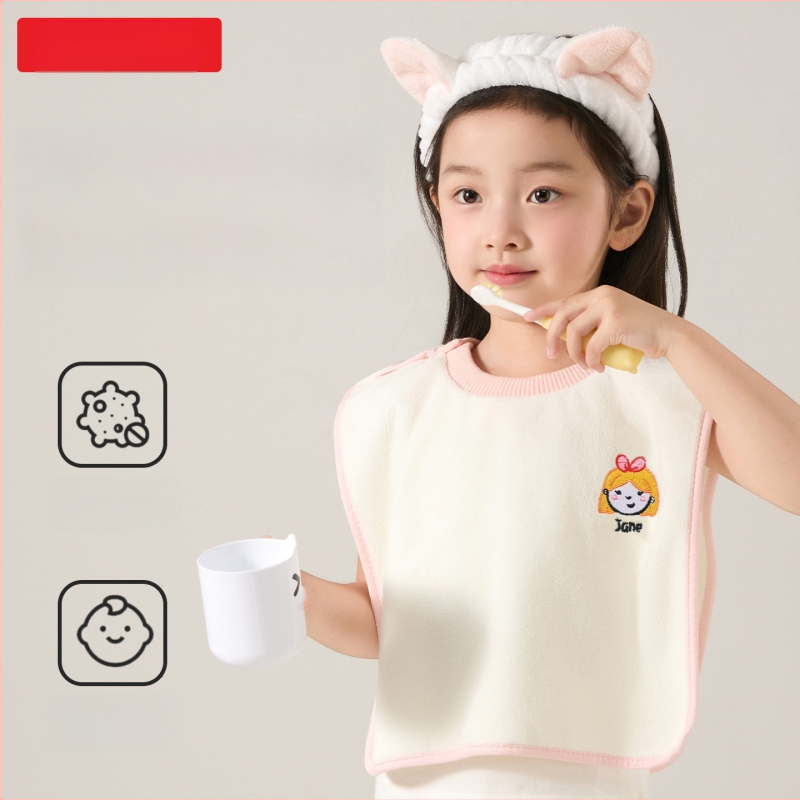 Drizzle Vaikų plovimo skuduras su atsparia bavete – Daugiafunkcinis rankšluostis (polisteris, 150d, plokščias audinys, 80–100 g)